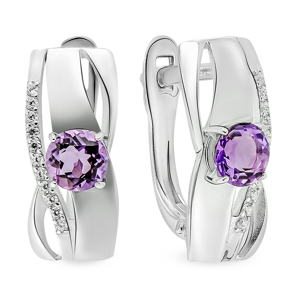 

Серьги из серебра с аметистом/фианитом 585Gold 702009502, 702009502