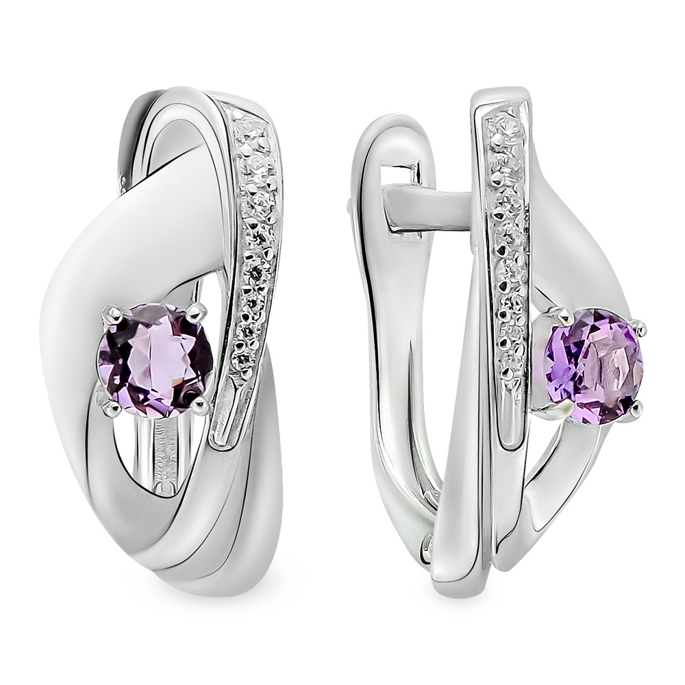 

Серьги из серебра с аметистом/фианитом 585Gold 702009503, 702009503