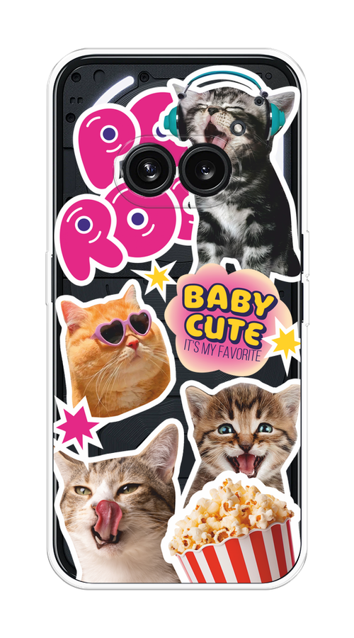 

Чехол на Nothing Phone 2a "Popcorn cats", Серый;коричневый;розовый, 3300350-1