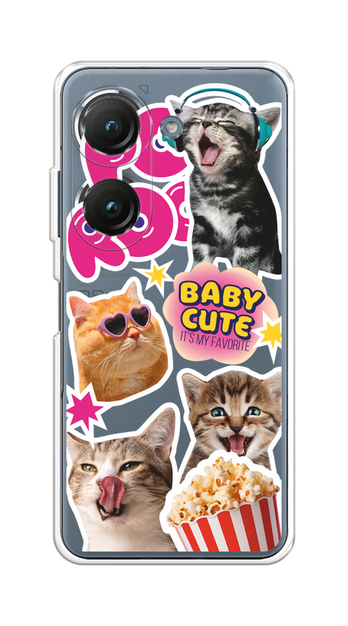 

Чехол на Asus ZenFone 9/ZenFone 10 "Popcorn cats", Серый;коричневый;розовый, 44950-1