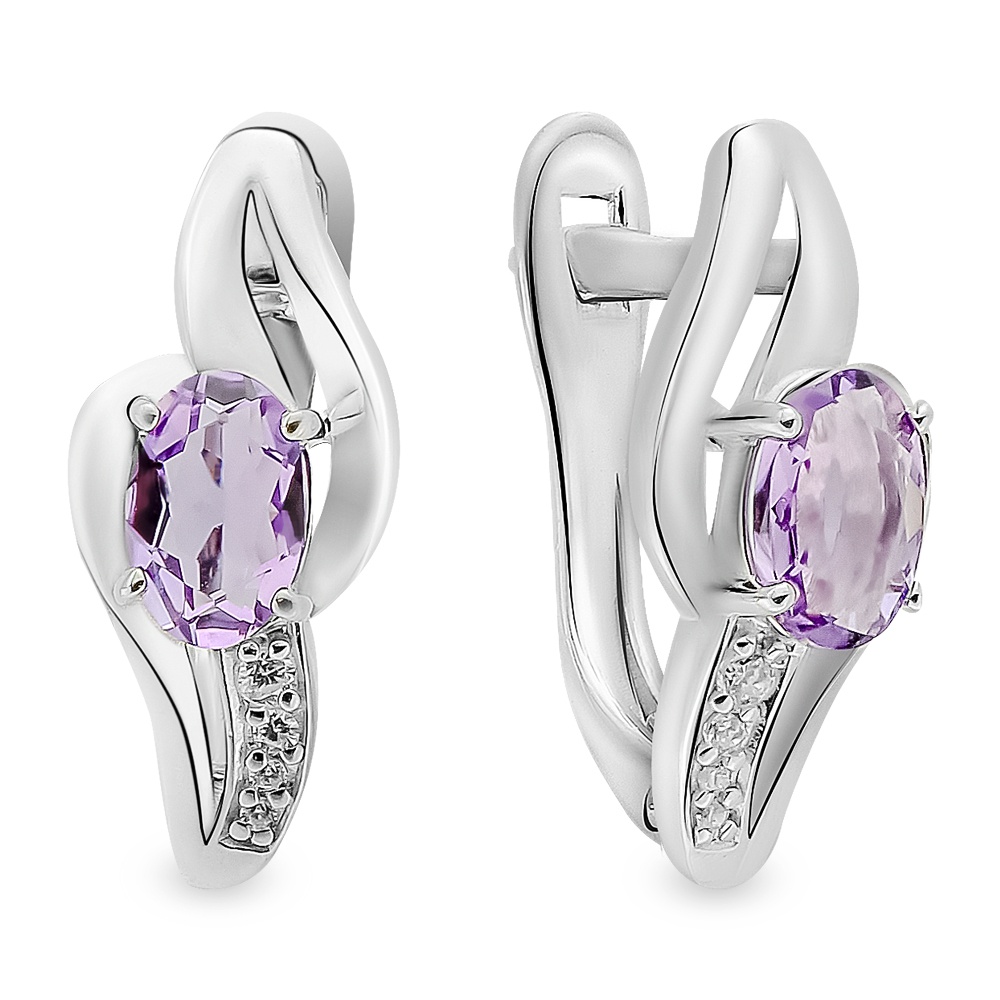

Серьги из серебра 585Gold 702009386, аметист, 702009386