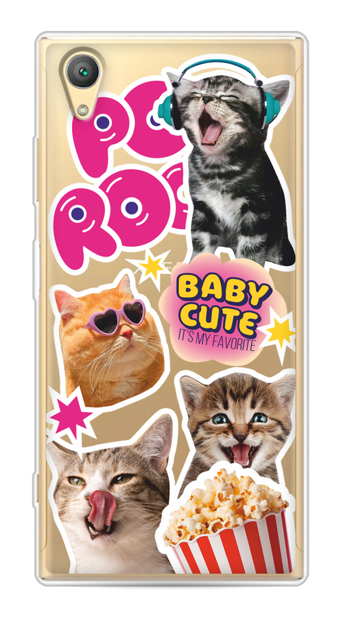 

Чехол на Sony Xperia XA1 plus "Popcorn cats", Серый;коричневый;розовый, 53050-1