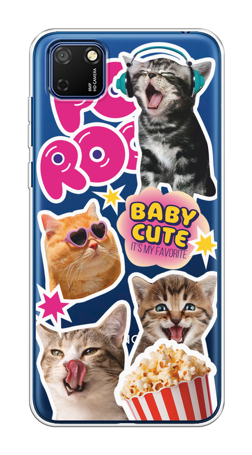 

Чехол на Honor 9S/Huawei Y5p "Popcorn cats", Серый;коричневый;розовый, 6102650-1