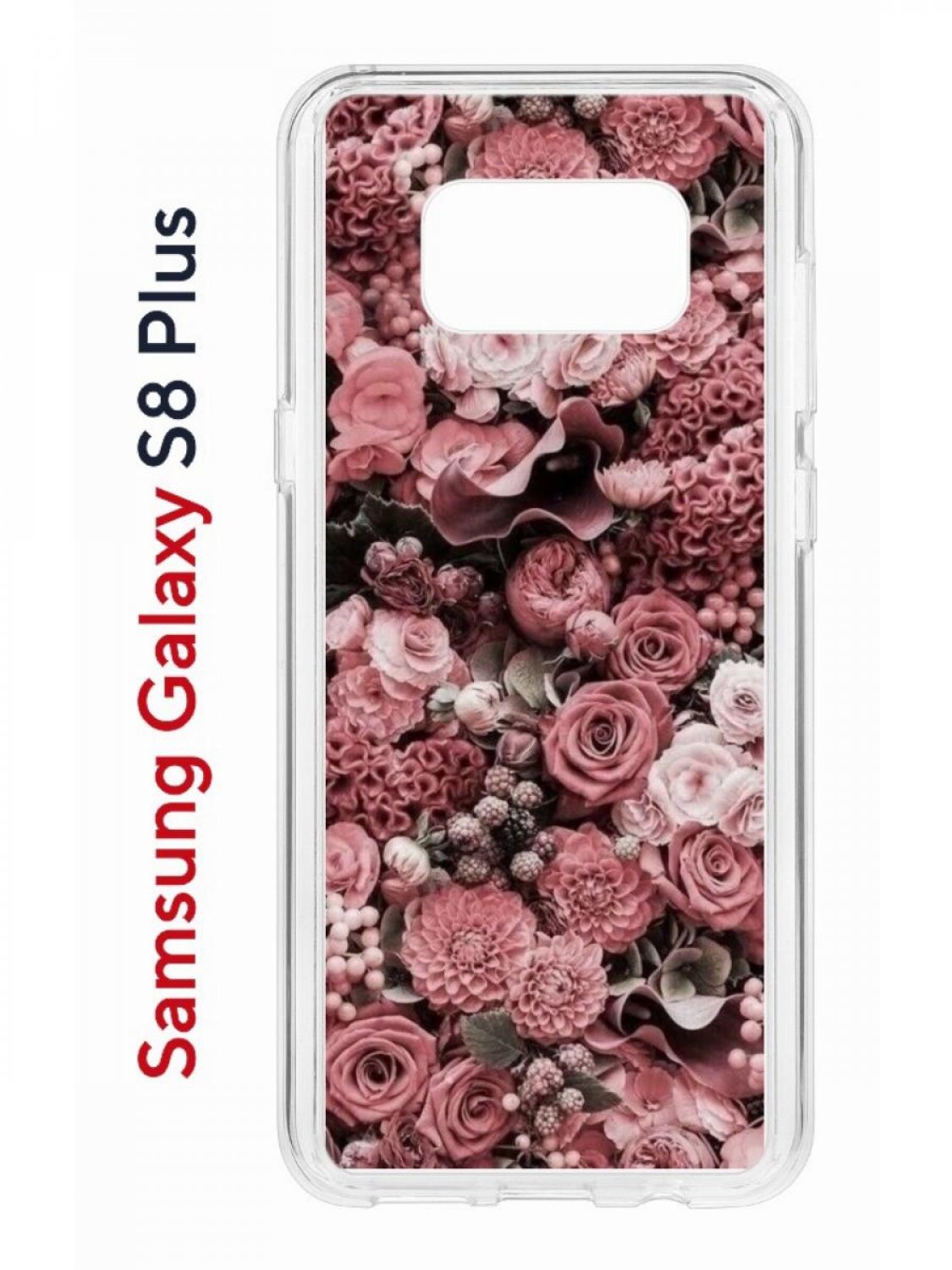Чехол на Samsung Galaxy S8 Plus Kruche Print цветы,противоударный бампер,с защитой камеры