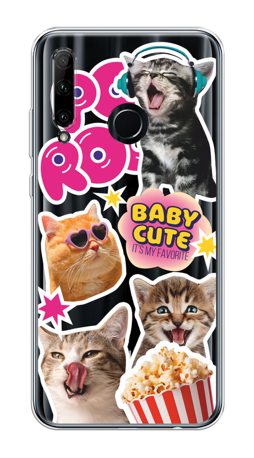 

Чехол на Honor 20e "Popcorn cats", Серый;коричневый;розовый, 6104150-1