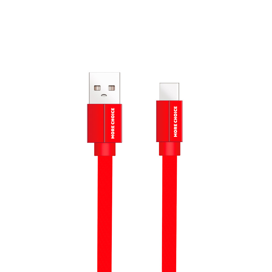 Дата-кабель More choice K20a USB 2.1A для Type-C плоский нейлон 1м  Red