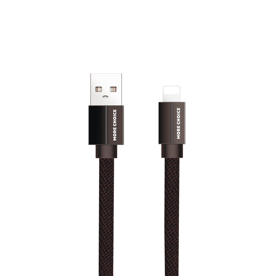 фото Дата-кабель more choice k20i usb 2.1a для lightning 8-pin плоский нейлон 1м black