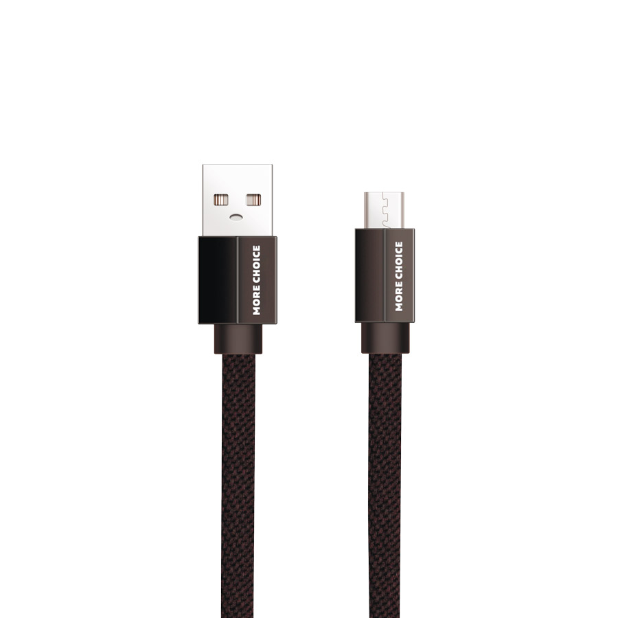 фото Дата-кабель more choice k20m usb 2.1a для micro плоский usb нейлон 1м black