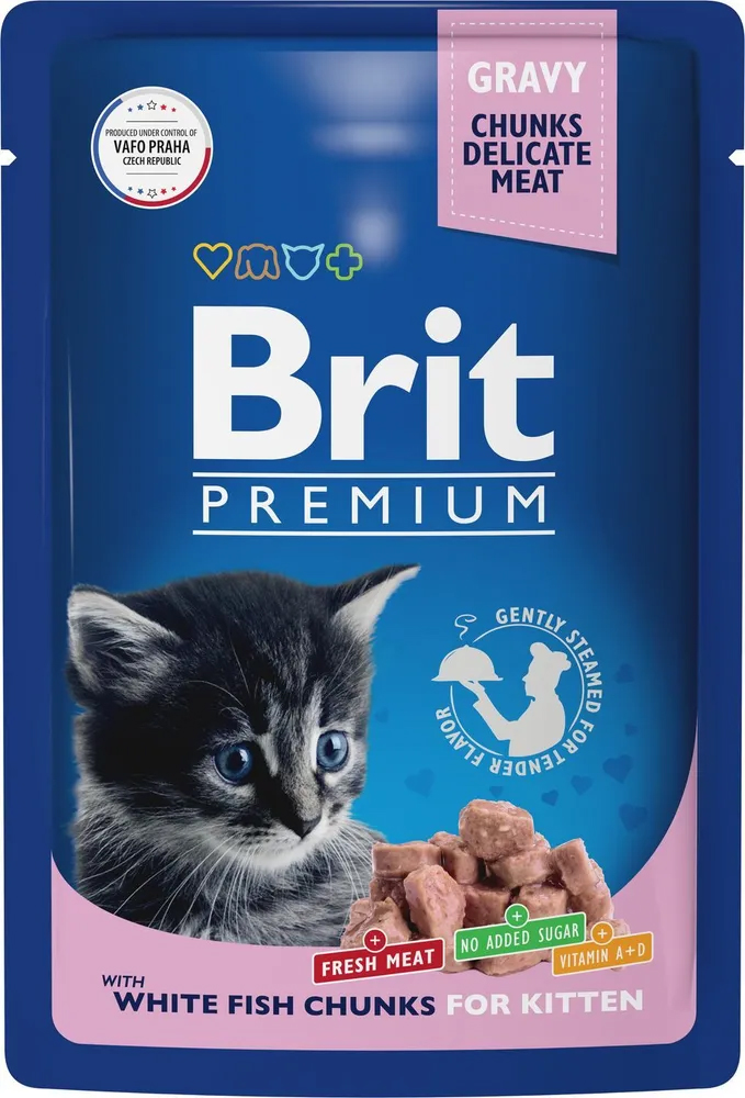 

Влажный корм для котят Brit Premium с белой рыбой, 85 г