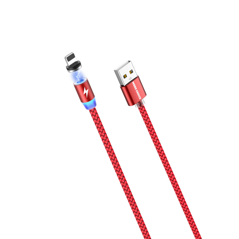 

Дата-кабель More choice K61Si, Smart USB 2.4A для Lightning 8-pin Magnetic, нейлон 1м Red, K61Si