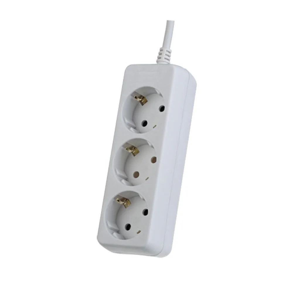 фото Сетевой удлинитель perfeo с заземлением powermate, 3,0м, 3 розетки, белый (pf-pe-3/3,0-w)