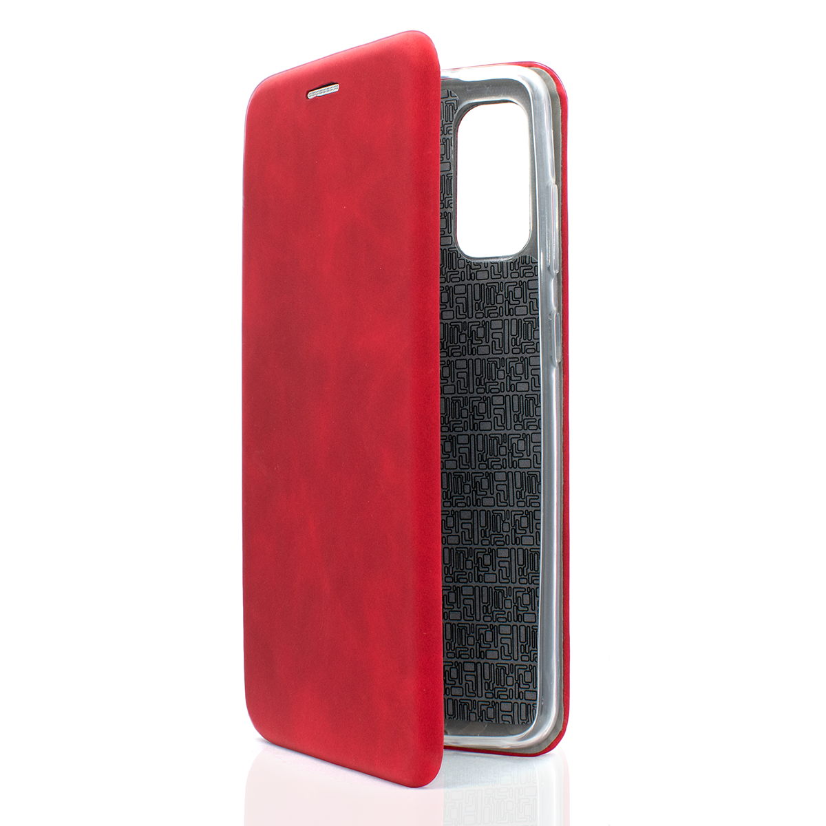 Чехол-книжка из кожи PU на Samsung Galaxy S20 красный мрамор