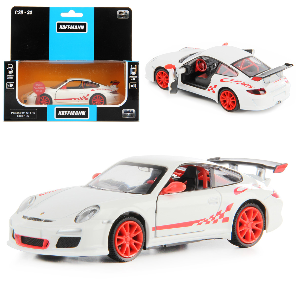 Машина металлическая Hoffmann Porsche 911 GT3 RS 997 1:32 звук свет