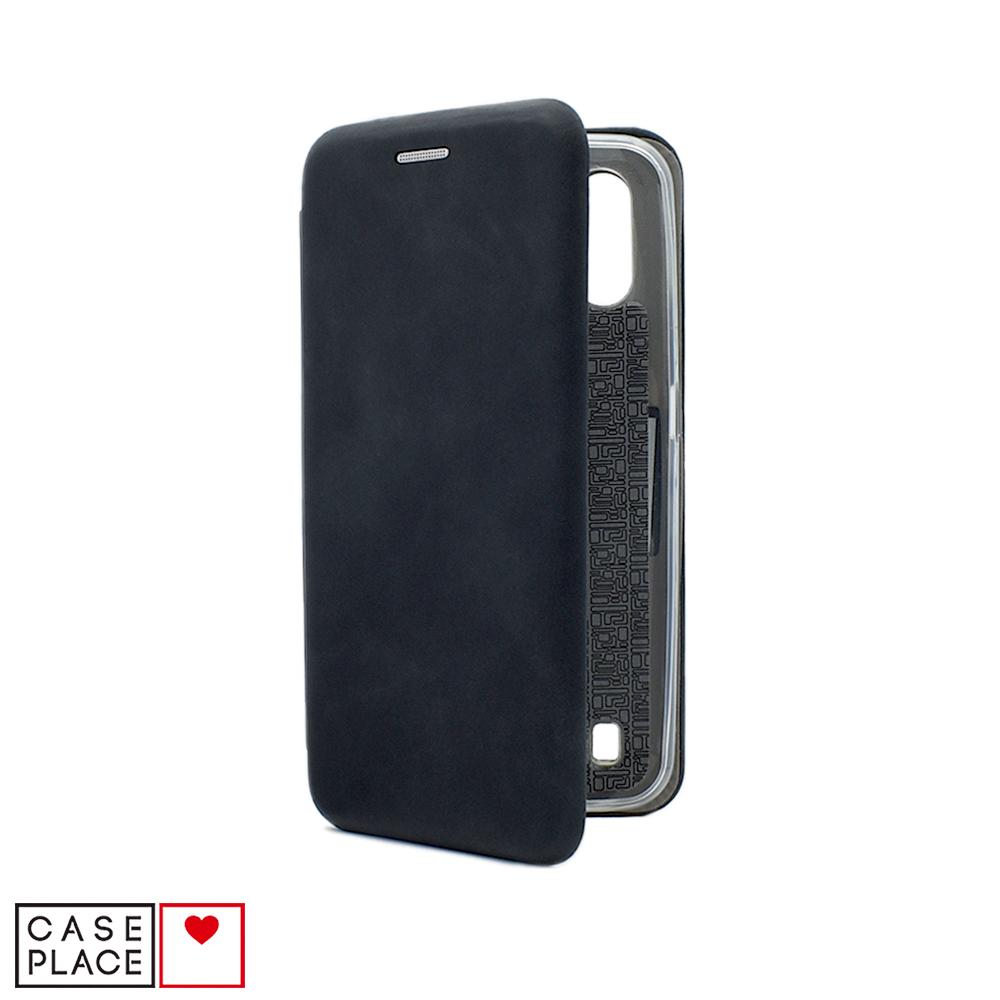 фото Чехол-книжка из кожи pu на samsung galaxy a01 черный мрамор case place