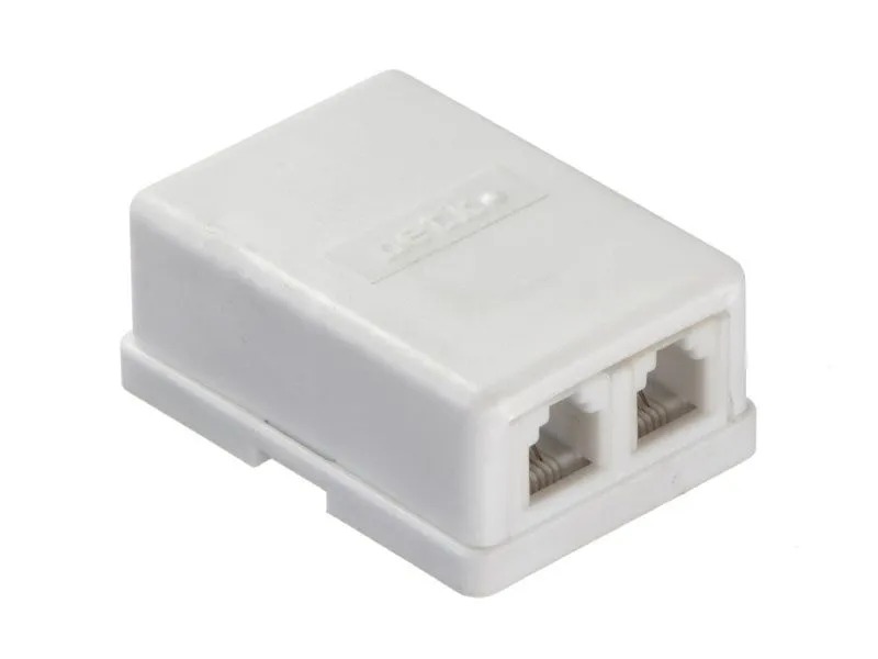 Netko Телефонная розетка внешняя / 2 порта RJ-11(6p2c) / 2 контактная, белая