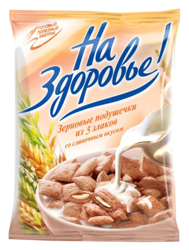 

Сухой завтрак На здоровье! Зерновые подушечки 5 злаков со сливочным вкусом 100 г