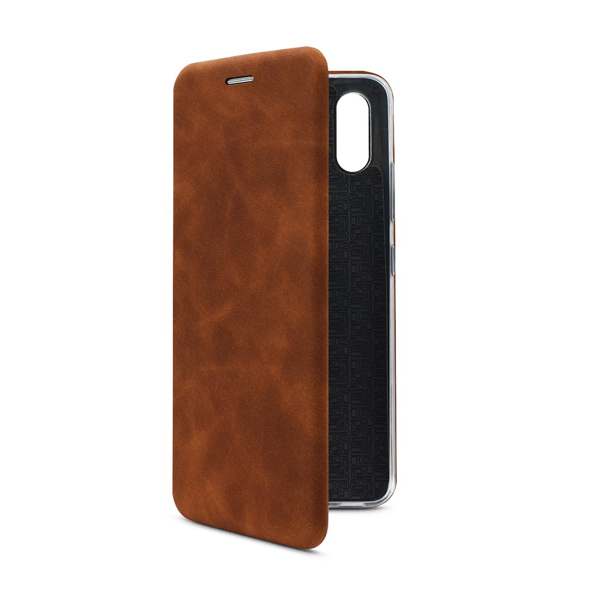 фото Чехол-книжка из кожи pu на xiaomi redmi 9a коричневый мрамор case place