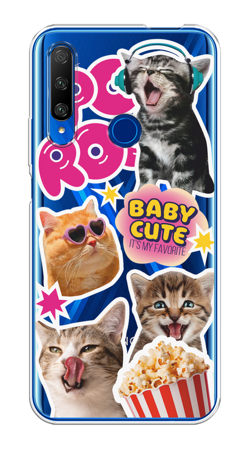 

Чехол на Huawei Honor 9X Premium "Popcorn cats", Серый;коричневый;розовый, 610650-1