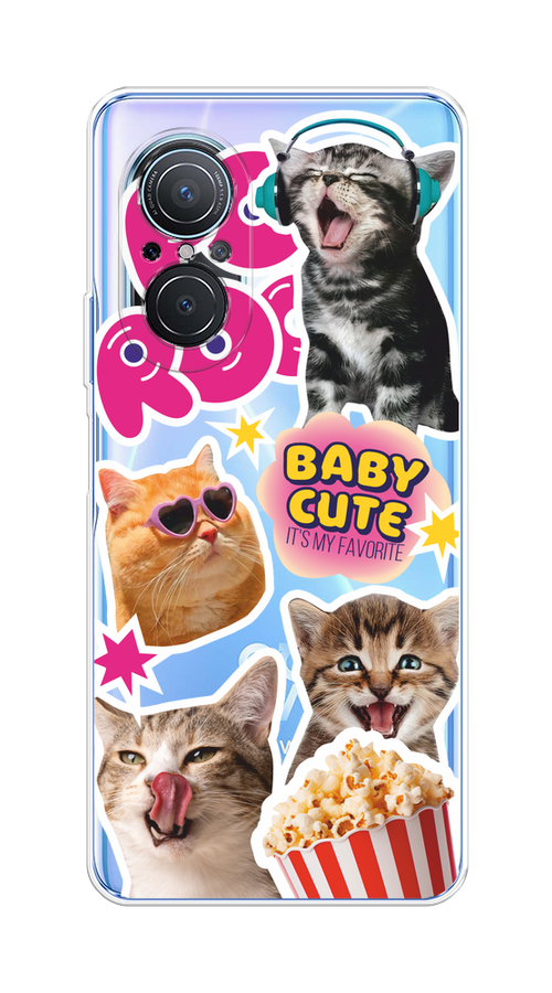 

Чехол на Huawei Nova 9 SE "Popcorn cats", Серый;коричневый;розовый, 6107250-1