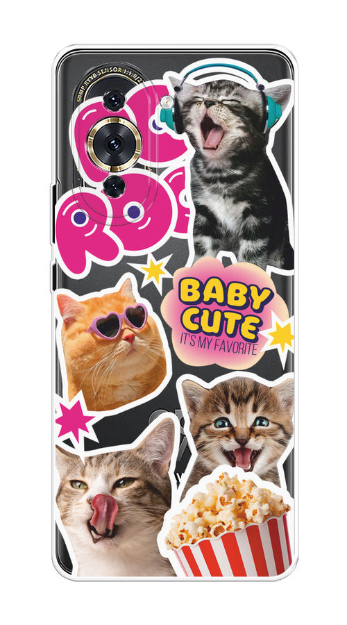 

Чехол на Huawei Nova 10 Pro "Popcorn cats", Серый;коричневый;розовый, 6109050-1