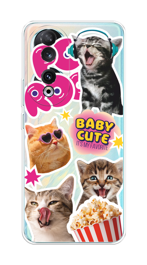 

Чехол на Honor 90 "Popcorn cats", Серый;коричневый;розовый, 6121450-1