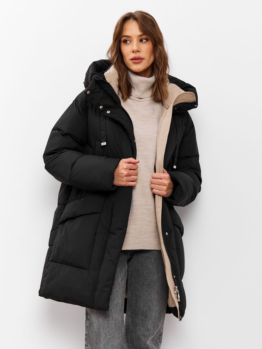 

Пальто женское LAWINTER 83694 черное 52 RU, Черный, 83694