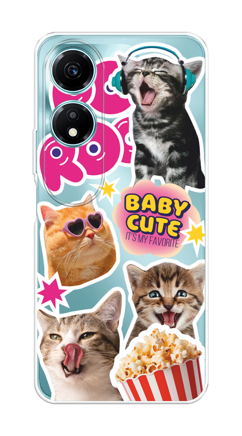 

Чехол на Honor X5 Plus "Popcorn cats", Серый;коричневый;розовый, 6121950-1