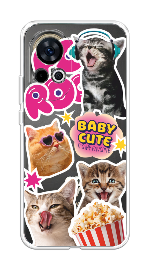 

Чехол на Huawei Nova 12 "Popcorn cats", Серый;коричневый;розовый, 6123050-1