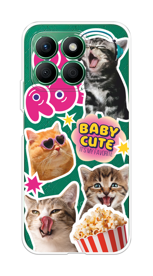 

Чехол на Honor X8B "Popcorn cats", Серый;коричневый;розовый, 6123250-1
