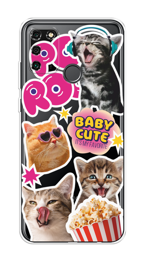 

Чехол на Honor 9A "Popcorn cats", Серый;коричневый;розовый, 612350-1
