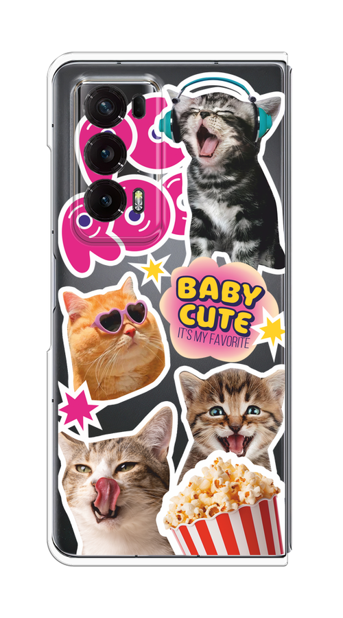 

Чехол на Honor Magic V2 "Popcorn cats", Серый;коричневый;розовый, 6123550-1