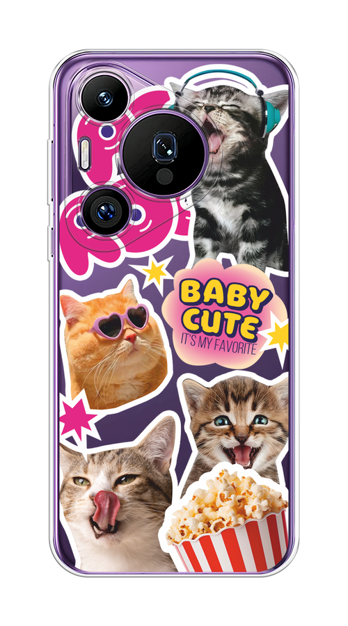 

Чехол на Huawei Pura 70 Pro/70 Pro Plus "Popcorn cats", Серый;коричневый;розовый, 6124150-1