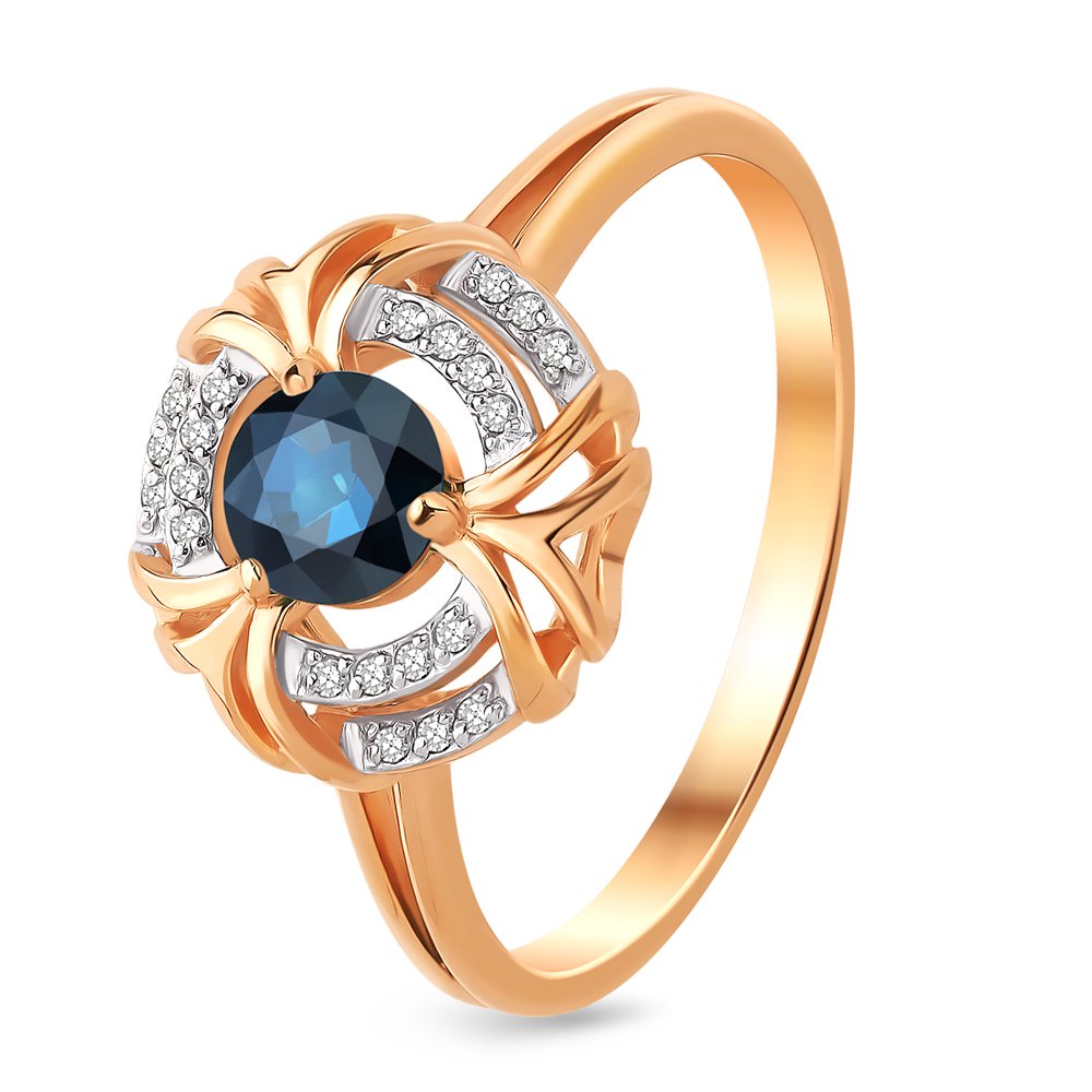 

Кольцо из красного золота с сапфиром/бриллиантом р. 16,5 585Gold 101011385, 101011385