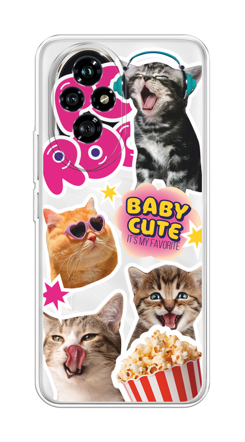 

Чехол на Honor 200 "Popcorn cats", Серый;коричневый;розовый, 6124750-1
