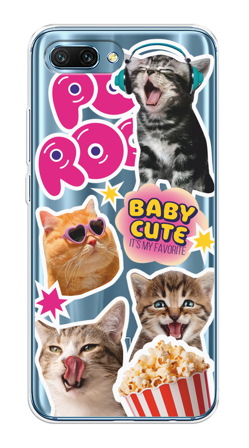 

Чехол на Honor 10 "Popcorn cats", Серый;коричневый;розовый, 65350-1