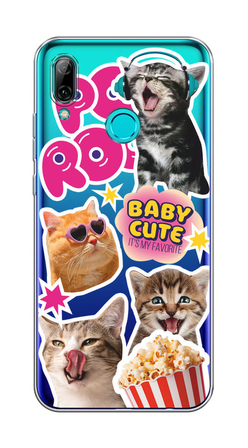 

Чехол на Honor 10 Lite/Huawei P Smart 2019 "Popcorn cats", Серый;коричневый;розовый, 67550-1