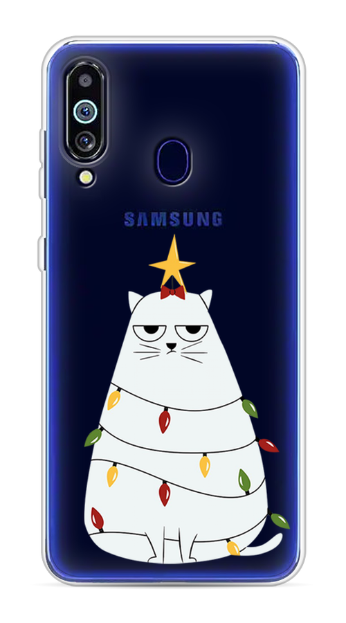 

Чехол на Samsung Galaxy M40 "Котик в гирлянде", Белый;красный;желтый, 28750-1