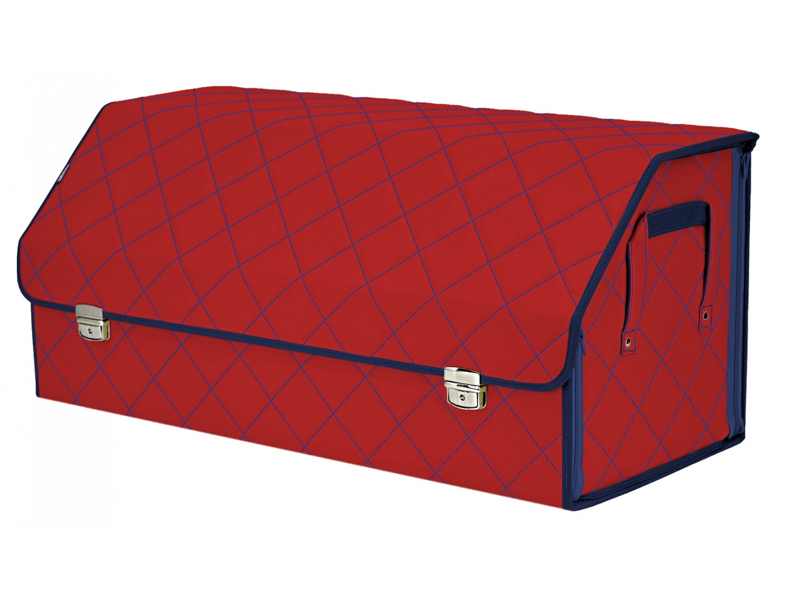 фото Органайзер-саквояж в багажник союз премиум (размер xxl), красный с синей прострочкой ромб. a&p