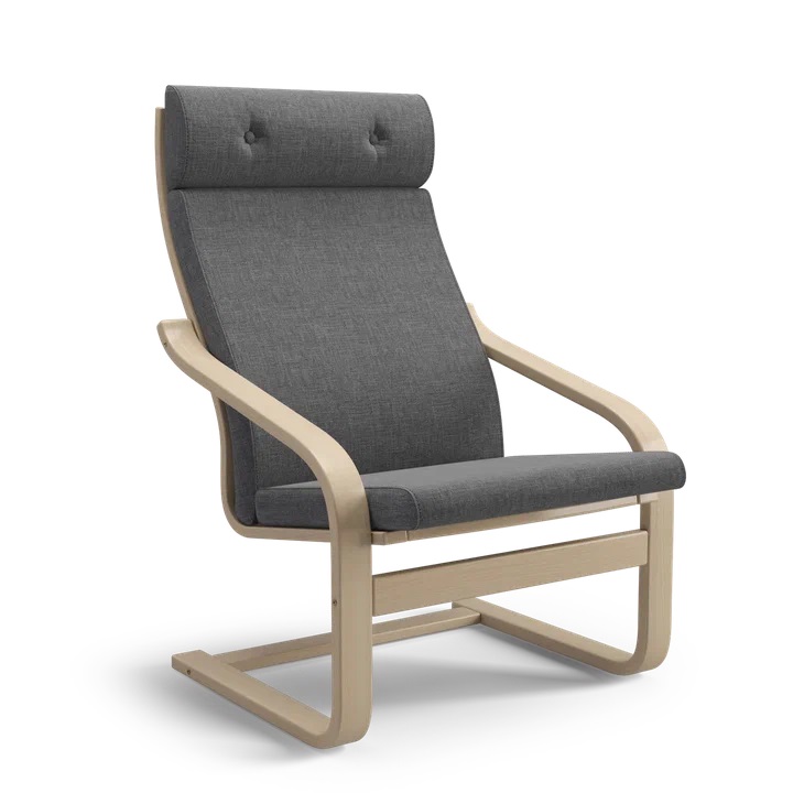 Кресло для отдыха Salotti Бамбл некрашеное, рогожка, ткань Шифт, цвет тёмно-серый