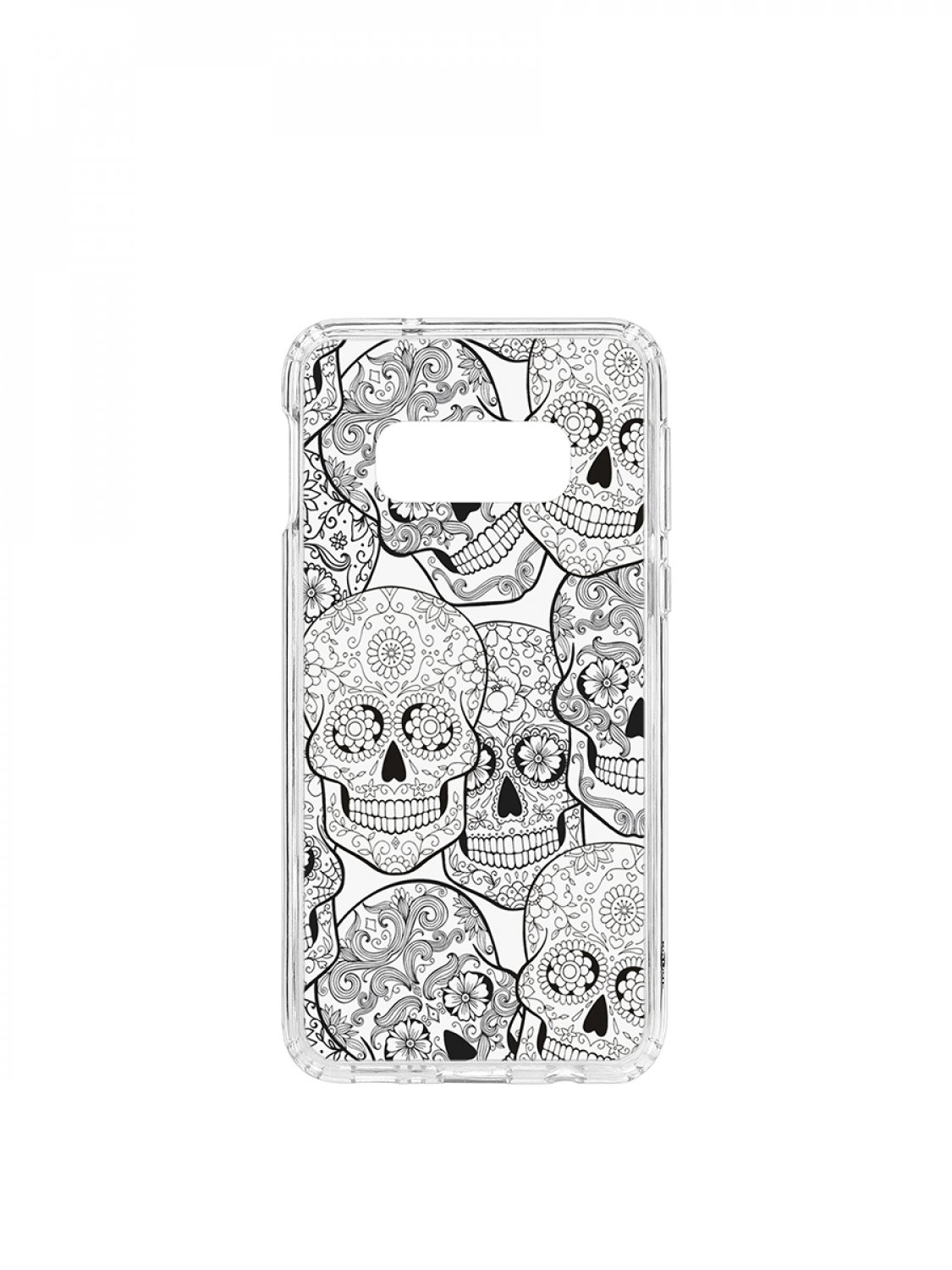 Чехол на Samsung S10e Kruche Print Skull Black,противоударный бампер с принтом