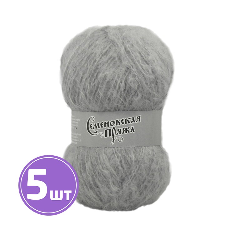 

Пряжа Семеновская Mohair Goat Ангорская коза 163915 ангора 5 шт по 100 г, Серый