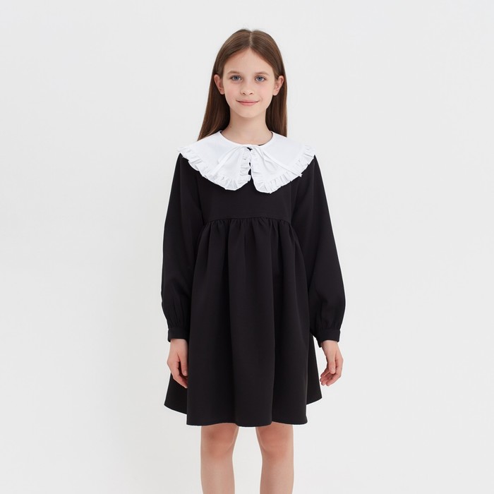 

Платье для девочки MINAKU, цвет чёрный, рост 128 см, Белый;черный, School-Collection