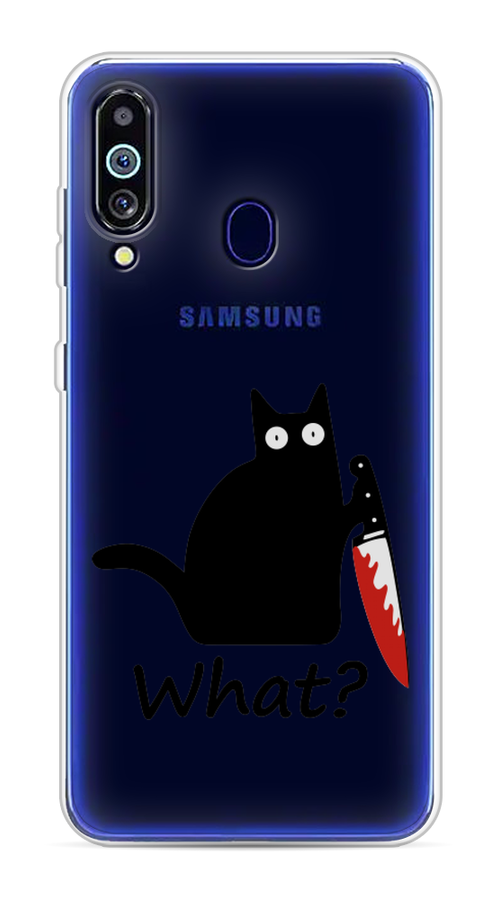 

Чехол на Samsung Galaxy M40 "Котик с ножом", Черный;красный, 28750-6