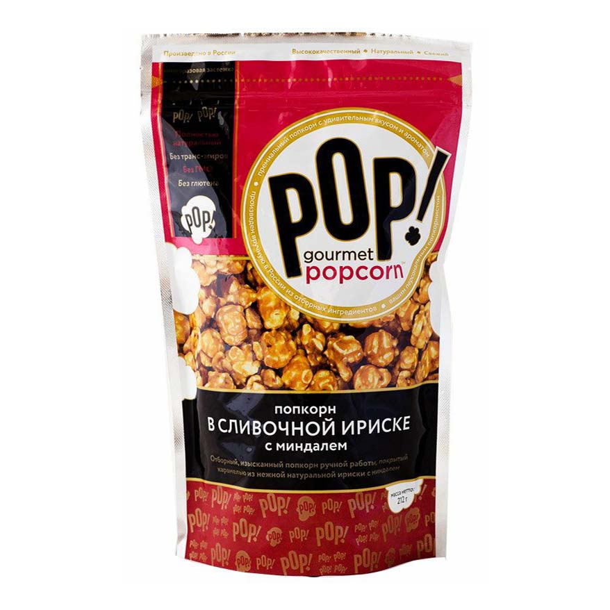 

Попкорн Pop! Gourmet Popcorn в сливочной ириске с миндалем 212 г