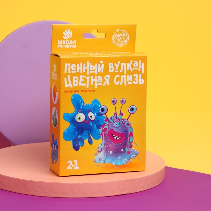 

Химические опыты Школа талантов 2 в 1 Цветная слизь и пенный вулкан+ наклейка