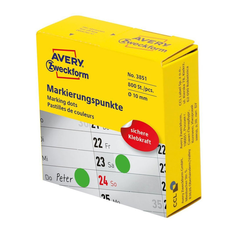 

Этикетки-точки Avery Zweckform , 10 мм, 800 штук, зеленые