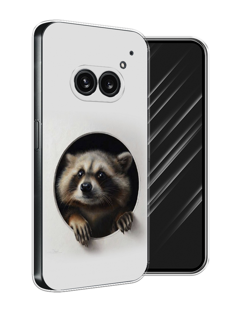 

Чехол Awog на Nothing Phone 2a "Любопытный енот", Коричневый;черный;белый, 3300350-1