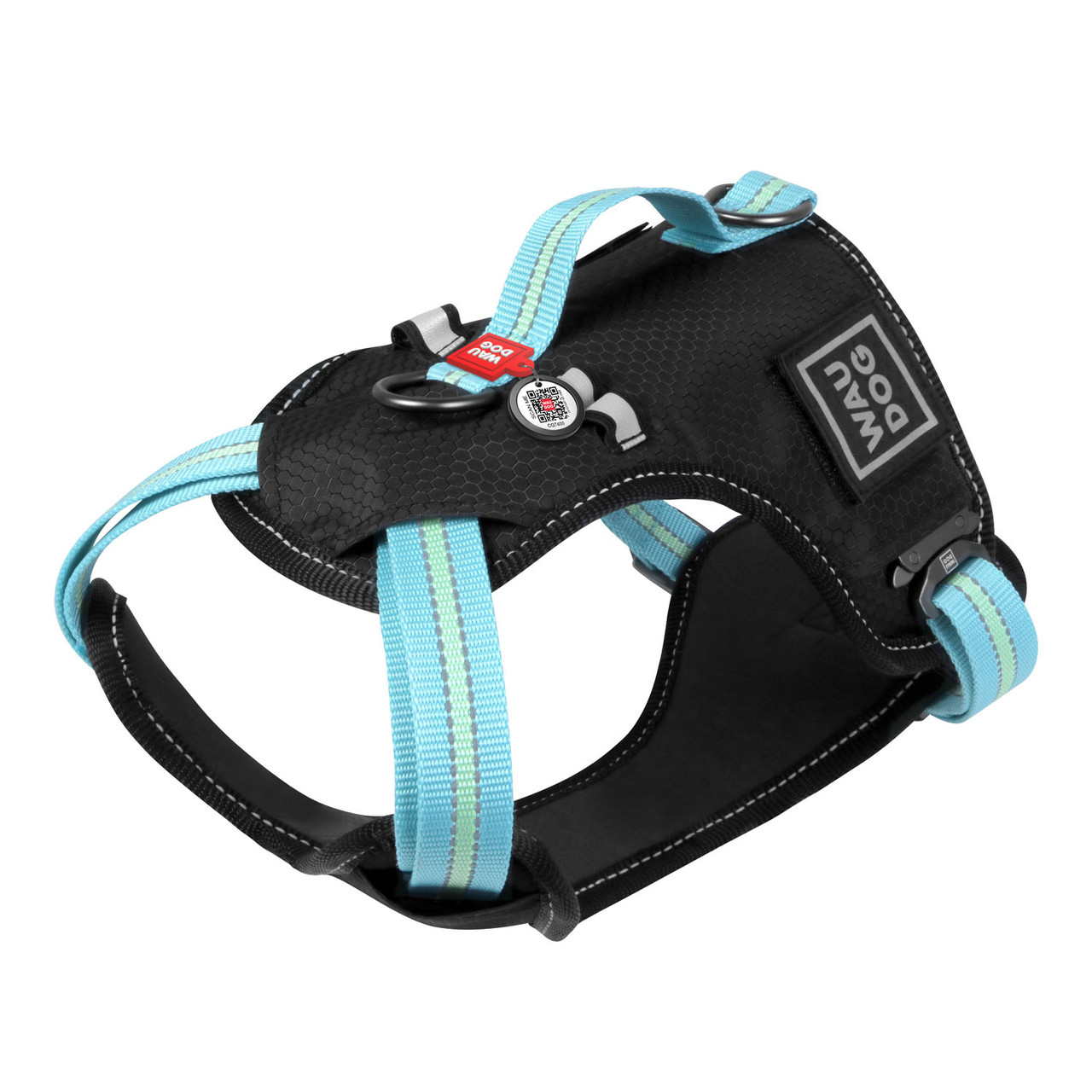 

Шлейка для собак Collar Waudog Nylon, полиэстер, пластик, нейлон, черный, голубой M
