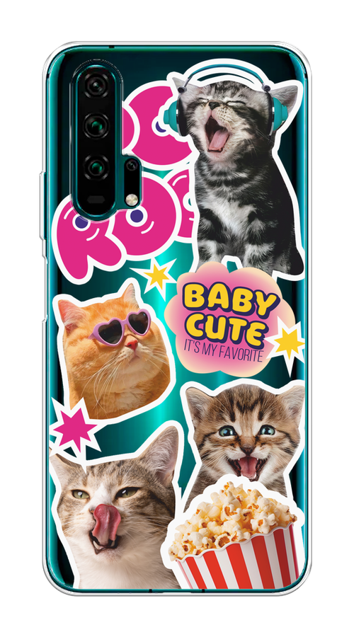 

Чехол на Honor 20 Pro "Popcorn cats", Серый;коричневый;розовый, 69350-1