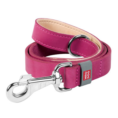 фото Универсальный поводок для собак collar, кожа, розовый, длина 1.22 м